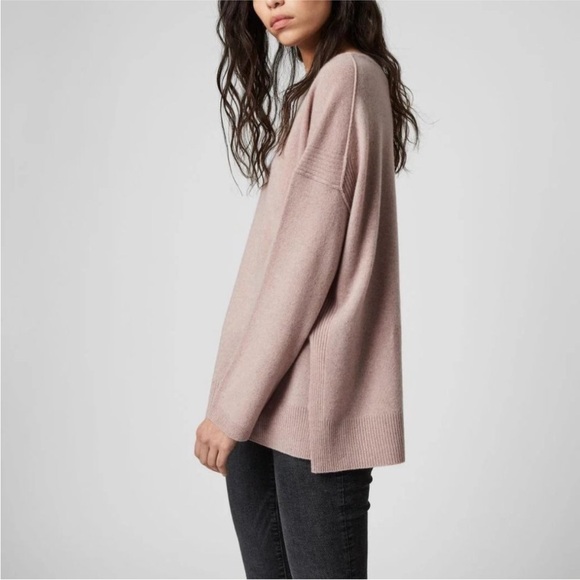 All Saints Pink Cashmere Split Hem Tara Sweater Jumper Sz XS - Picture 2 of 12